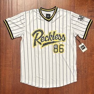 Young & Reckless Black and White Jersey with Yellow Trim, Size Large, NWT